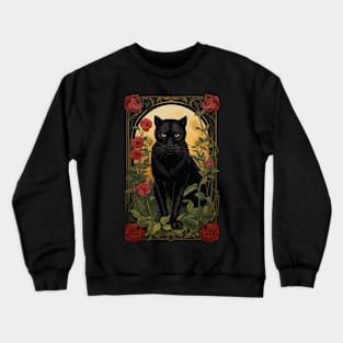 Black Panther and Roses - Big cat design Crewneck Sweatshirt